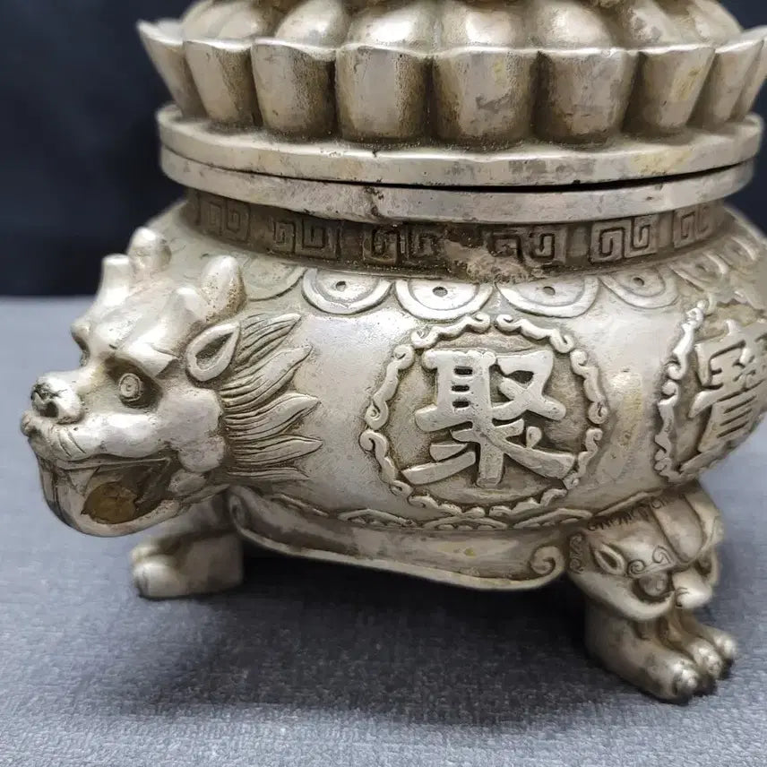 [BUNJANG] Baekdong Dragon Head Tripod Incense Burner / 백동 용두 삼족향로
