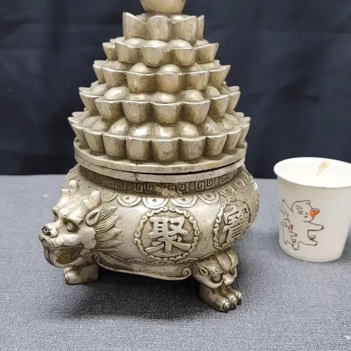 [BUNJANG] Baekdong Dragon Head Tripod Incense Burner / 백동 용두 삼족향로