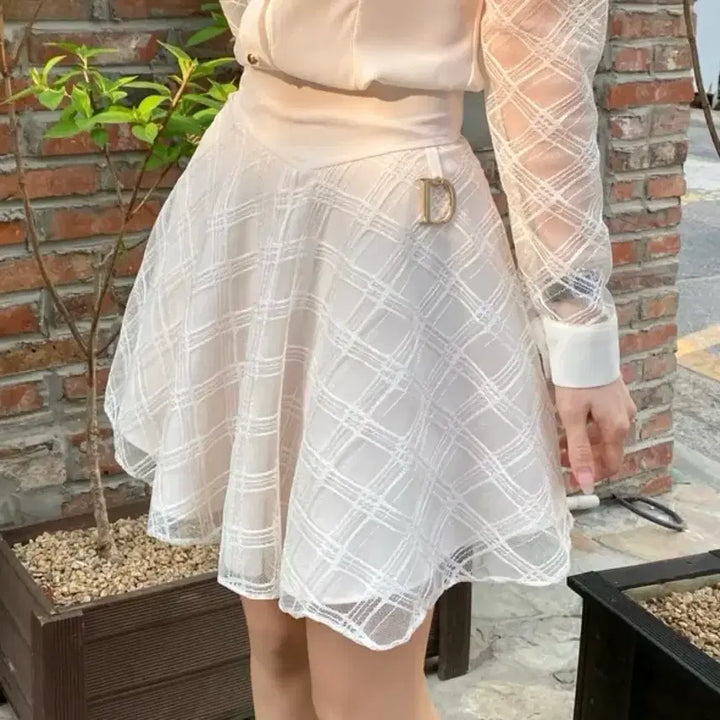 [BUNJANG] Imported Ivory Check Pattern A-Line Mini Skirt / 수입의류 스커트