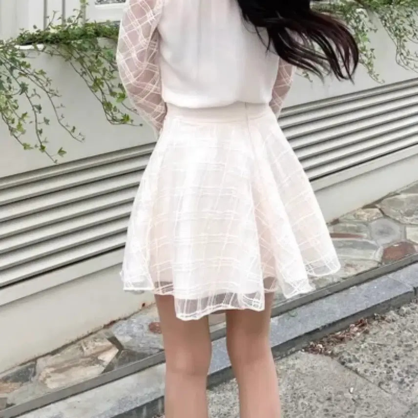 [BUNJANG] Imported Ivory Check Pattern A-Line Mini Skirt / 수입의류 스커트