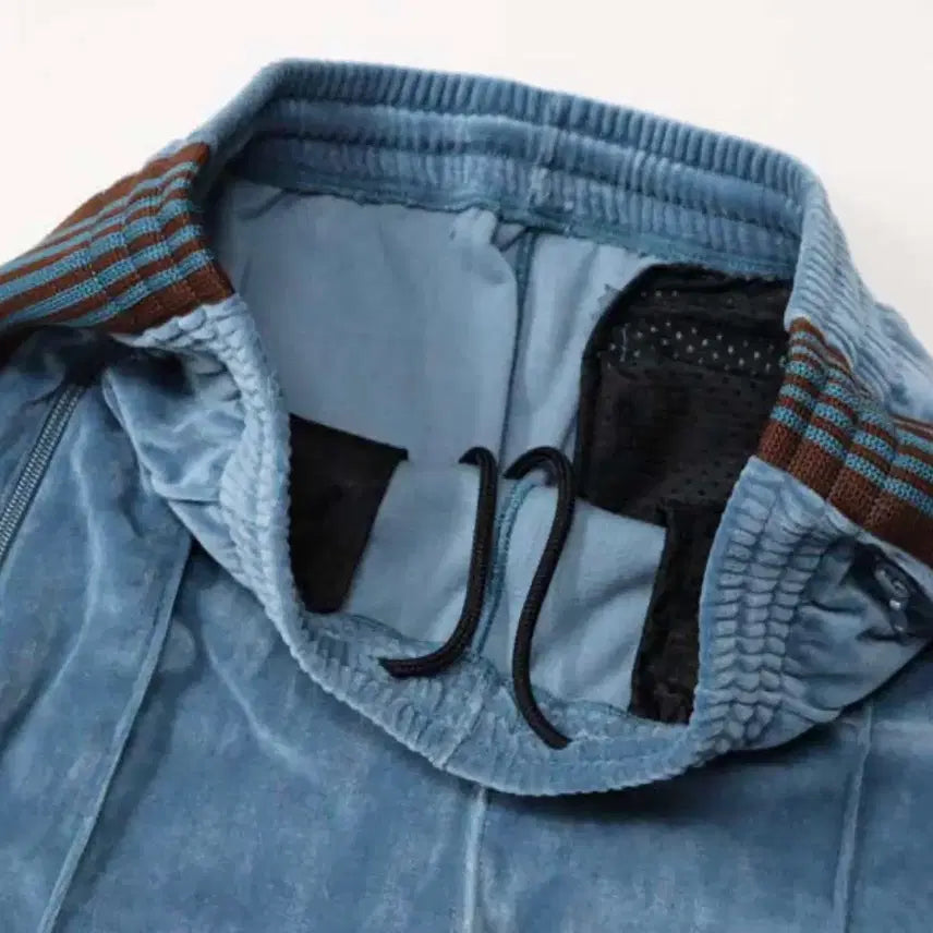 [BUNJANG] Needles Narrow Track Pants Smoke Blue L / 니들스 내로우 트랙 팬츠 C/PE 벨루어 스모크 블루 NS253B L