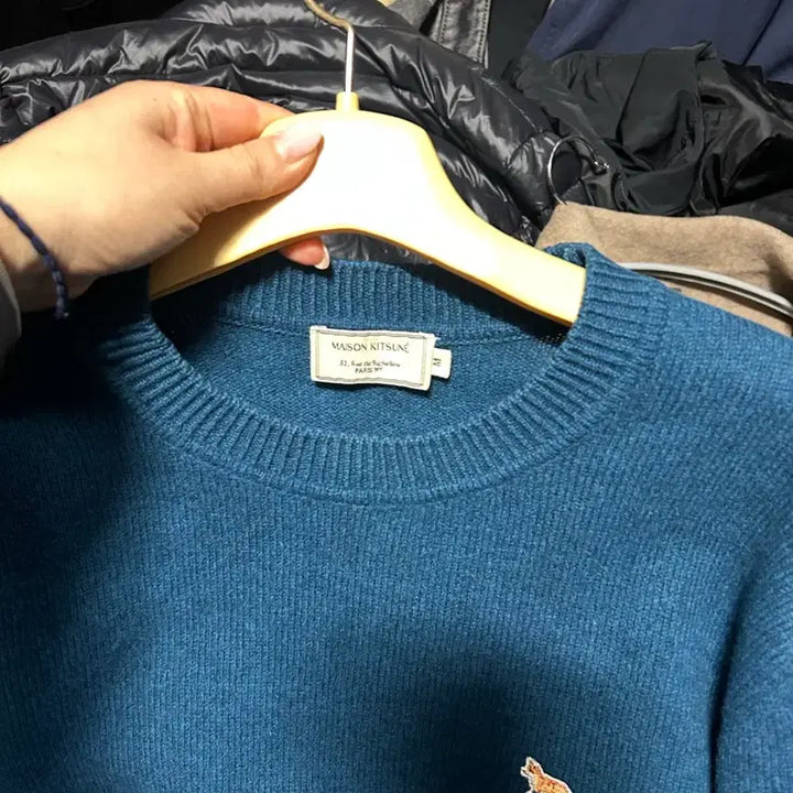 [BUNJANG] Maison Kitsune Baby Fox Regular Fit Wool Knit Sweater / 메종키츠네 니트 베이비 폭스 레귤러 청녹색 울100% 남자100