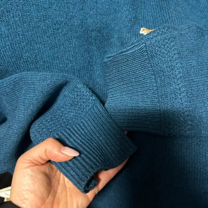 [BUNJANG] Maison Kitsune Baby Fox Regular Fit Wool Knit Sweater / 메종키츠네 니트 베이비 폭스 레귤러 청녹색 울100% 남자100