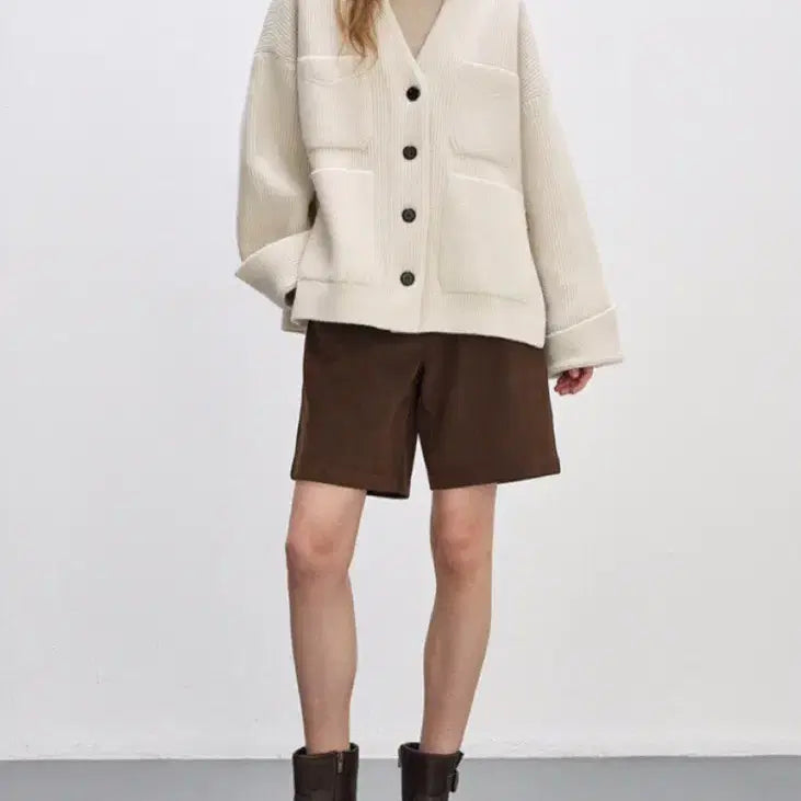 [BUNJANG] Hansum System Wool Patch Pocket Ribbed Cardigan / 한섬 24fw 시스템 울 패치 포켓 리브드 가디건 프리