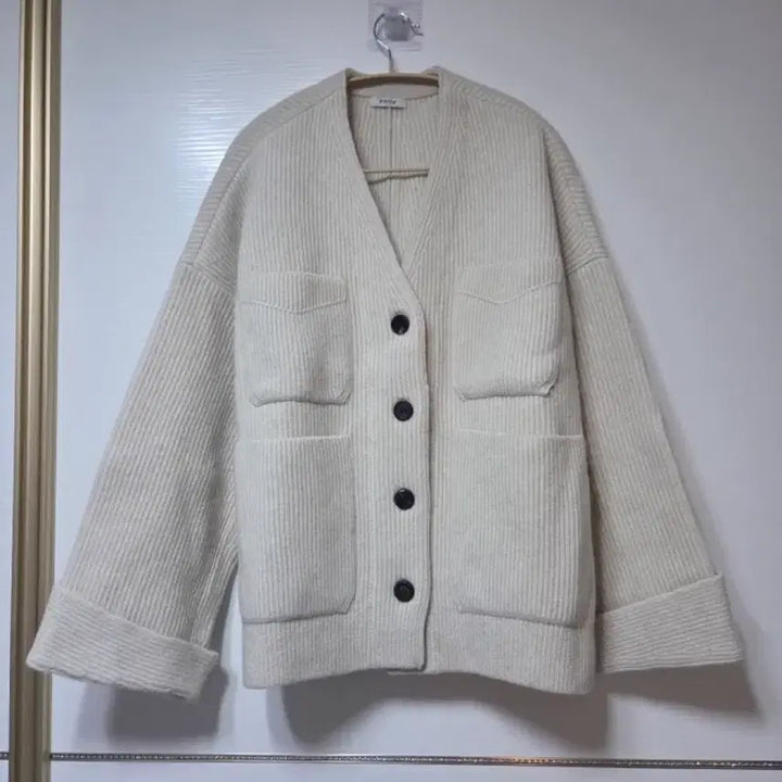 [BUNJANG] Hansum System Wool Patch Pocket Ribbed Cardigan / 한섬 24fw 시스템 울 패치 포켓 리브드 가디건 프리