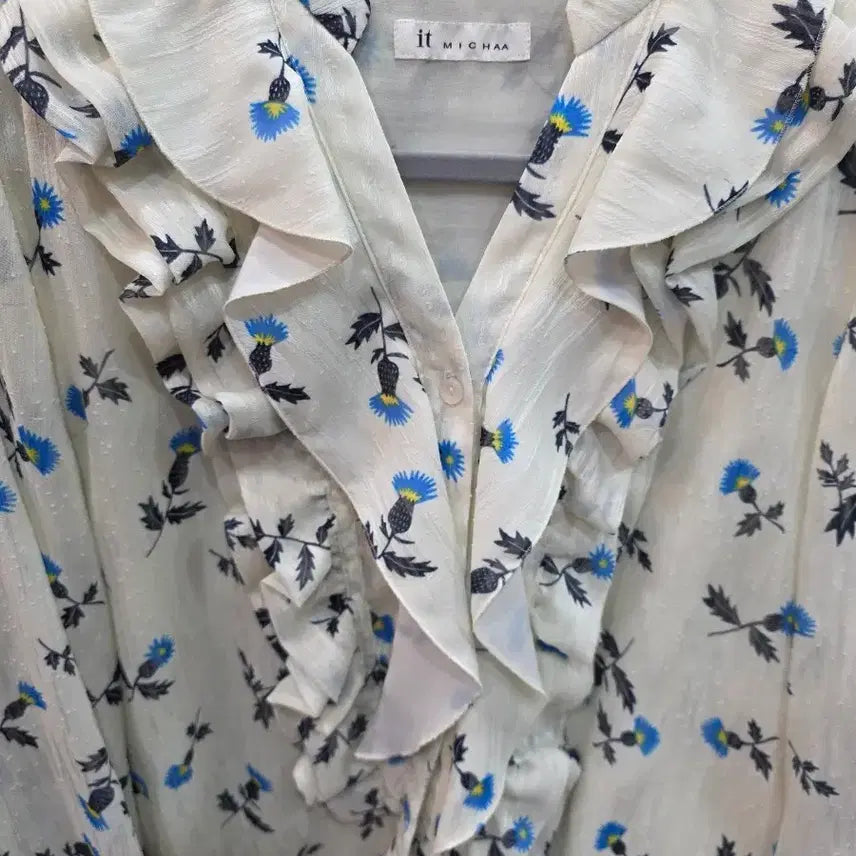 [BUNJANG] It MICHAA Floral Print Frill Blouse / 잇미샤 플라워 프린트 프릴 블라우스