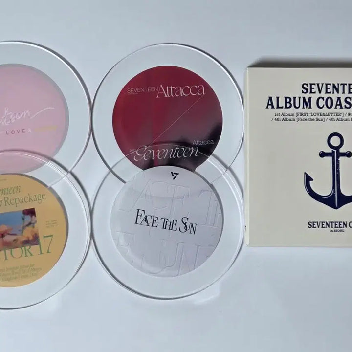 [BUNJANG] Seventeen Acrylic Cup Coaster Set / 세븐틴 앨범 아크릴 컵 코스터 4종 세트