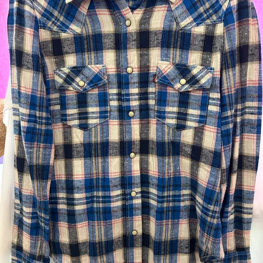 [BUNJANG] Levi's Blue Check Shirt S / 리바이스 블루 체크 셔츠 S