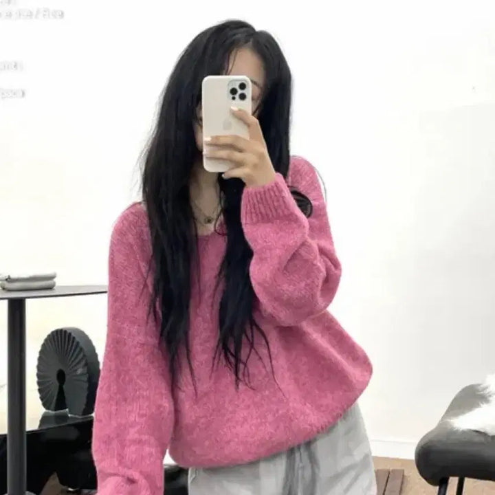 [BUNJANG] Syaqe Alpaca V-neck Knit Sweater / 샤케 알파카 브이넥 니트