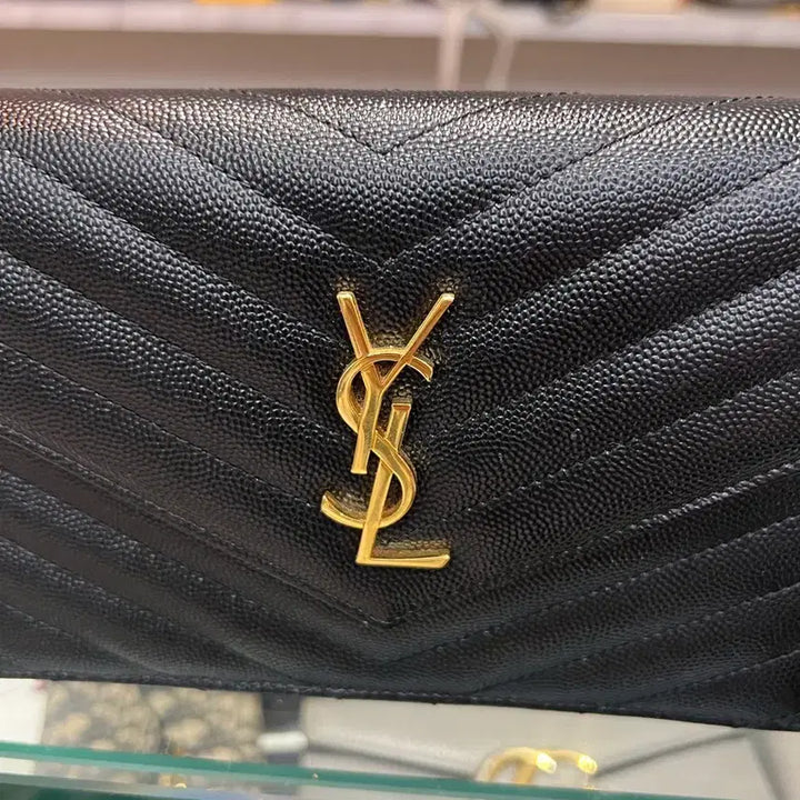 [BUNJANG] Yves Saint Laurent Envelope Chain Crossbody Bag / 393953 입생로랑 엔벨로프 체인 블랙 크로스백 금장 새상품급