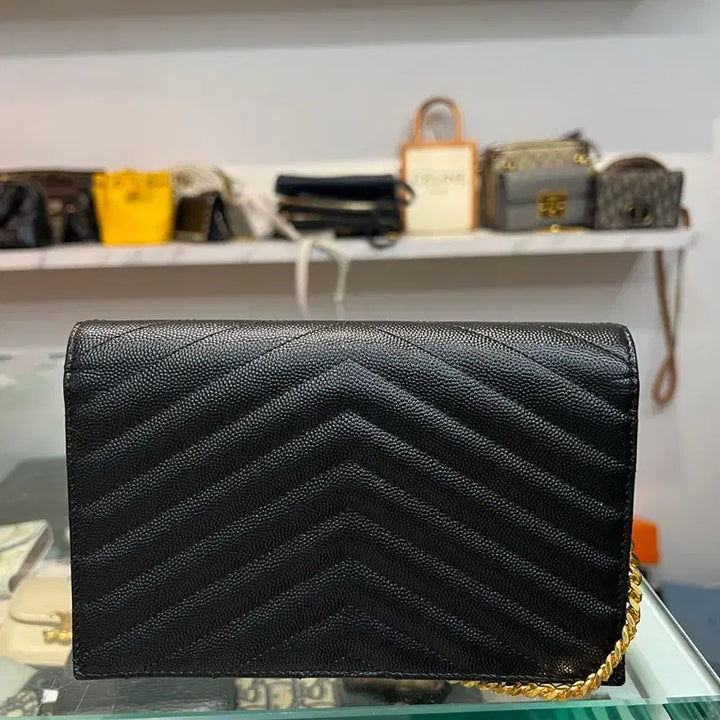 [BUNJANG] Yves Saint Laurent Envelope Chain Crossbody Bag / 393953 입생로랑 엔벨로프 체인 블랙 크로스백 금장 새상품급