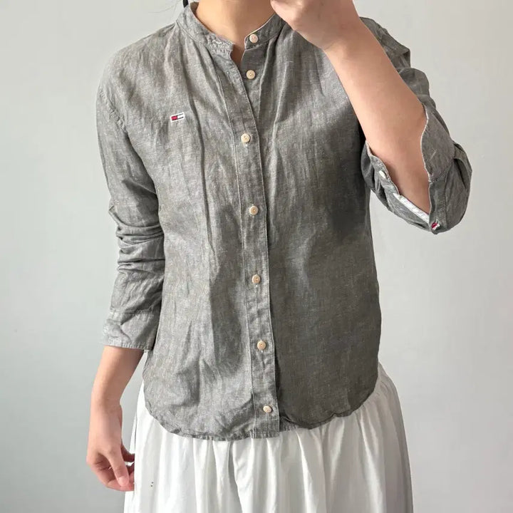 [BUNJANG] Tommy Hilfiger Linen Henry Neck Shirt Regular Fit / [M] 타미힐피거 레귤러핏 린넨 헨리넥 셔츠