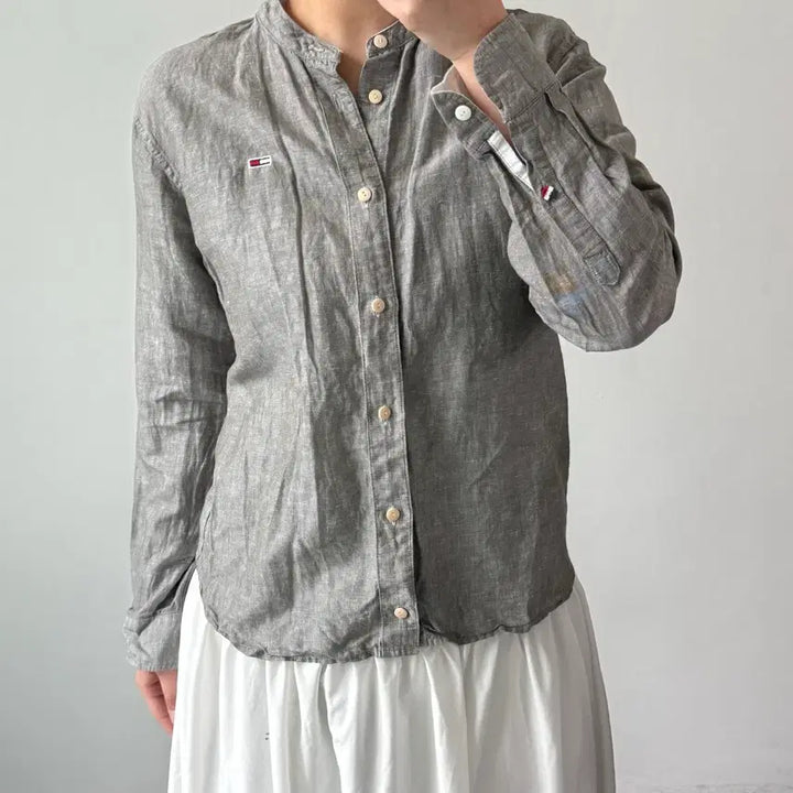 [BUNJANG] Tommy Hilfiger Linen Henry Neck Shirt Regular Fit / [M] 타미힐피거 레귤러핏 린넨 헨리넥 셔츠
