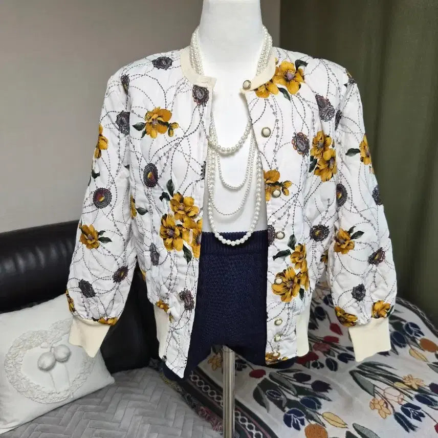 [BUNJANG] Nuim Flower Blouson Jacket / 고퀄라인 세련  플라워 블루종 자켓