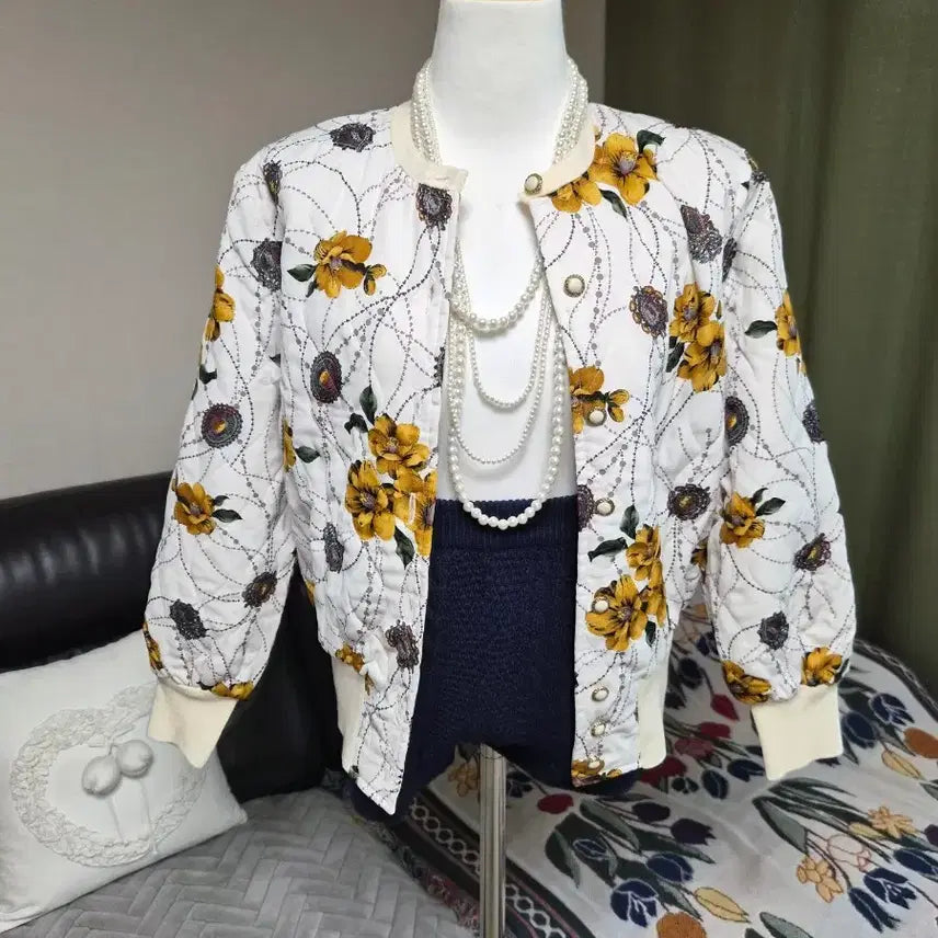 [BUNJANG] Nuim Flower Blouson Jacket / 고퀄라인 세련  플라워 블루종 자켓