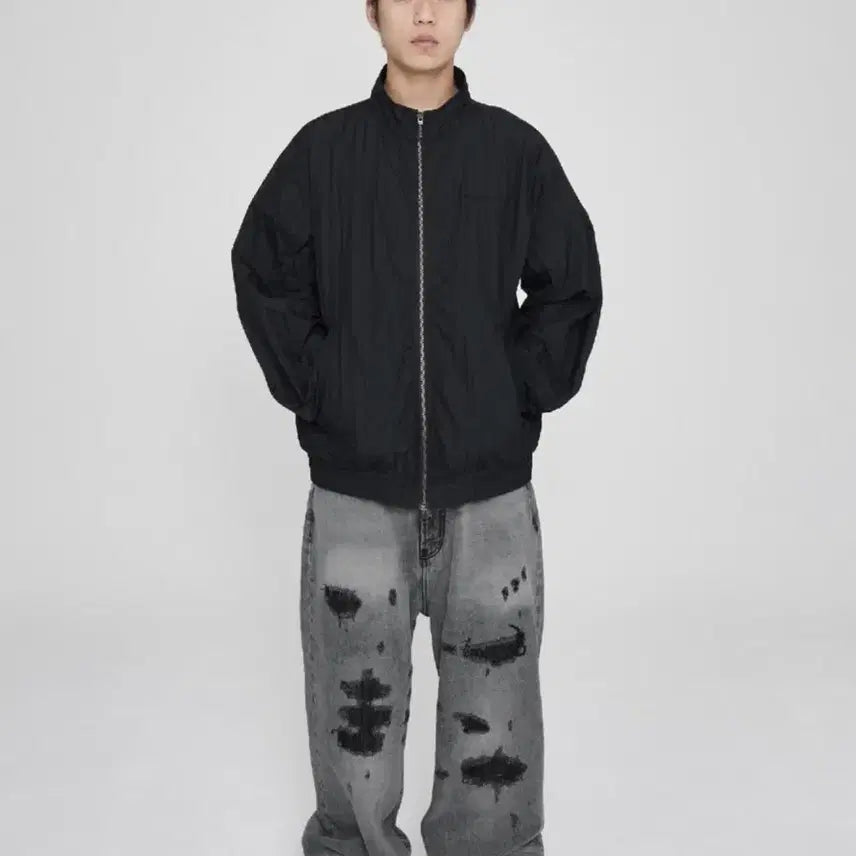 [BUNJANG] YesEyeSee Windowpane Zip Blouson Jacket / 예스아이씨 25ss windowpane zip 블루종 블랙