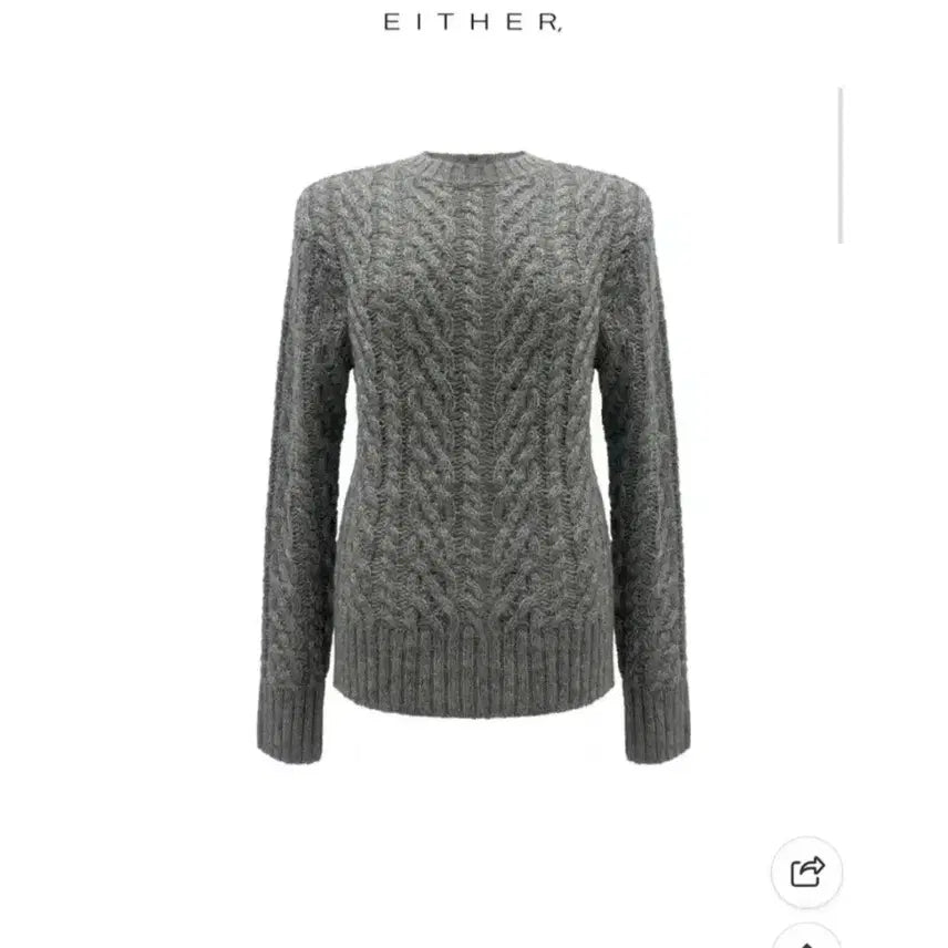 [SOLD OUT] EITHER 이더 모헤어 케이블 라운드 니트 - 그레이