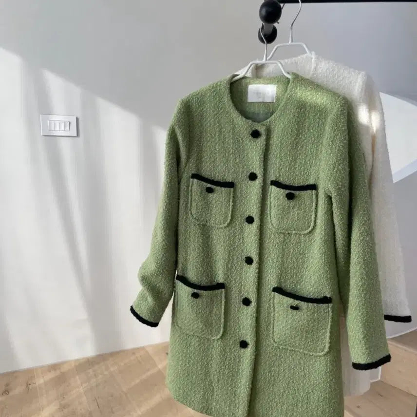 [BUNJANG] Tweed Mini Dress / 새상품) 트위드 원피스 그린,아이보리 free