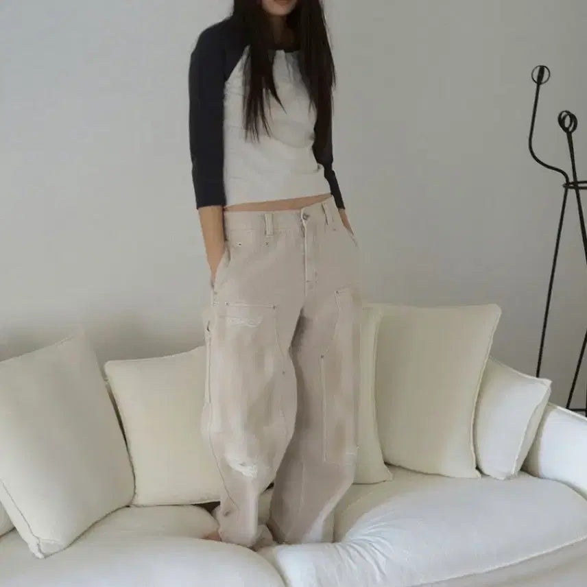 [SOLD OUT] 밀로우먼 26ss 에이프런 더블 니 팬츠 (새상품)