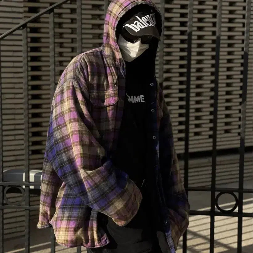 [BUNJANG] PuerHomme Balen Bleached Hooded Shirt Jacket / 퓨에르옴므 발렌 블리치드 후드 셔츠 자켓