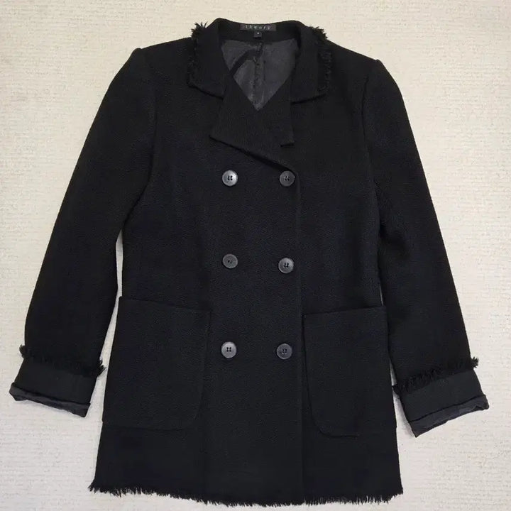 [BUNJANG] Theory Black Tweed Double Button Jacket / Theory 블랙 트위드 더블 버튼 자켓