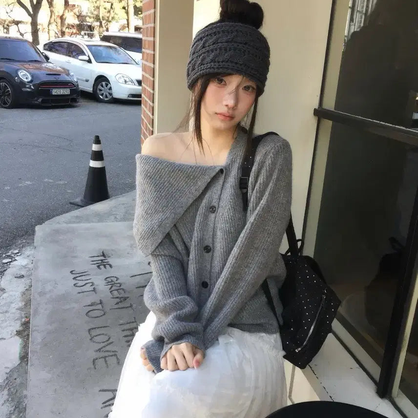 [BUNJANG] Modi Mood High Neck Two-Way Ribbed Knit Gray / 모디무드 마요 하이넥 언발 터틀 투웨이 골지 니트 그레이