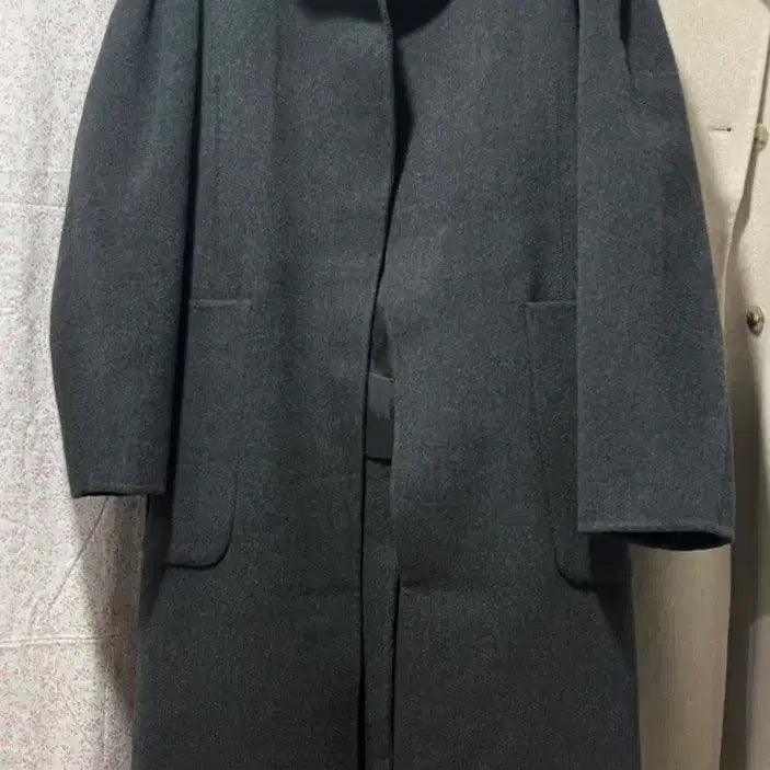 [BUNJANG] G-Cut Charcoal Robe Coat 55 / (무배)지컷 g-cut 로브스타일 모/앙고라 코트 차콜 55
