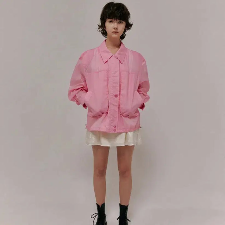 [BUNJANG] Overdue Flare Rounded Shoulder Nylon Jacket / 오버듀플레어