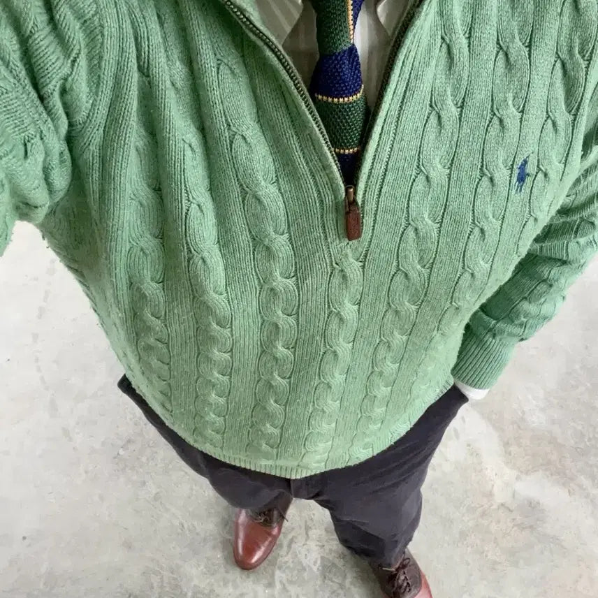 [BUNJANG] Vintage Polo Cable Knit Sweater / 폴로 케이블 니트