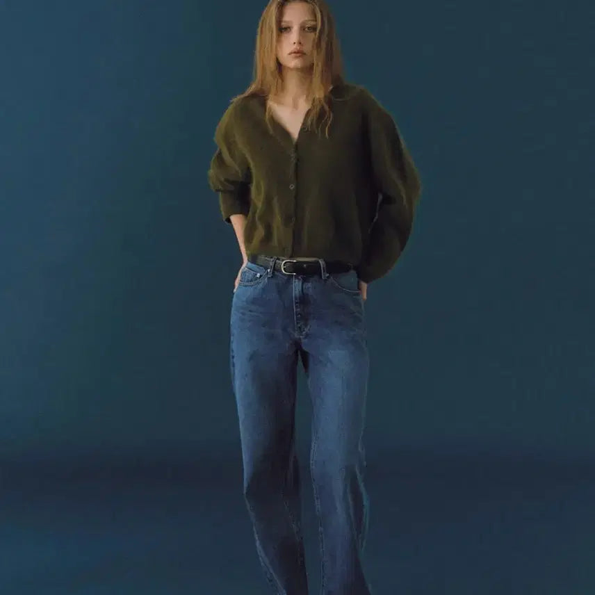 [BUNJANG] Smooth Mood Geena Angora Cardigan / (새상품/택)스무드무드 카키 지나 앙고라 가디건Geena cardigan