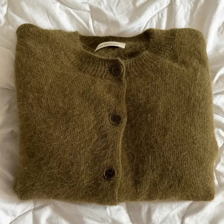 [BUNJANG] Smooth Mood Geena Angora Cardigan / (새상품/택)스무드무드 카키 지나 앙고라 가디건Geena cardigan