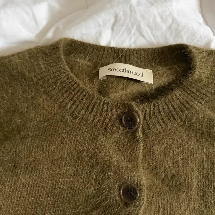 [BUNJANG] Smooth Mood Geena Angora Cardigan / (새상품/택)스무드무드 카키 지나 앙고라 가디건Geena cardigan