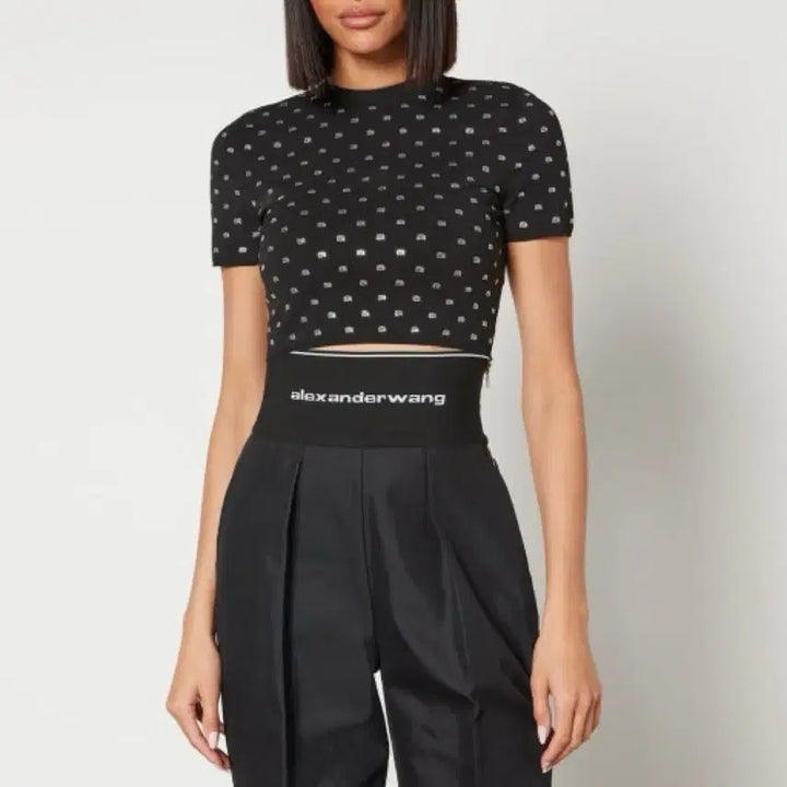 [BUNJANG] Alexander Wang Black Crystal Crop Top / 알렉산더왕 블랙 크리스탈 크롭xs