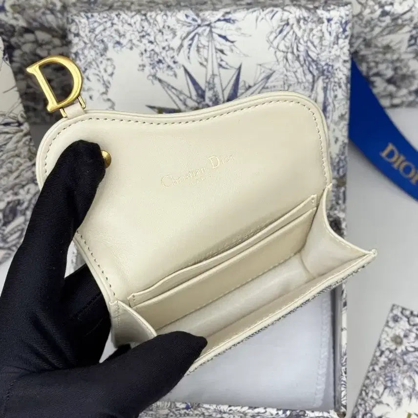 [BUNJANG] Dior Oblique Card Wallet Blue Embroidered / 디올 오블리크 카드지갑 블루 자수