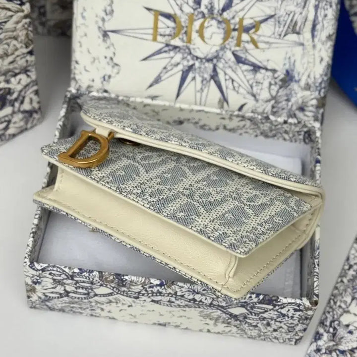 [BUNJANG] Dior Oblique Card Wallet Blue Embroidered / 디올 오블리크 카드지갑 블루 자수