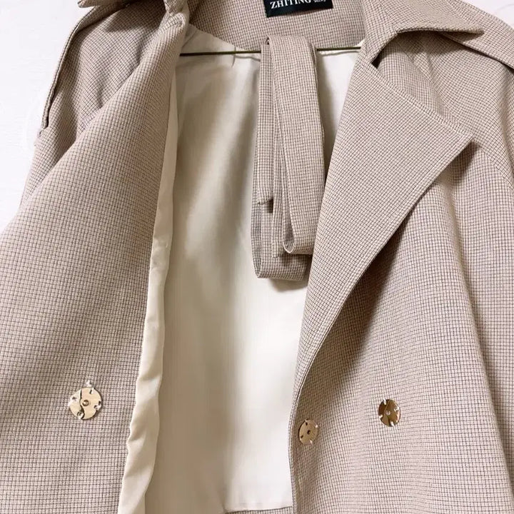 [BUNJANG] Unisex Checkered Short Trench Jacket / 체크 숏 트렌치 자켓