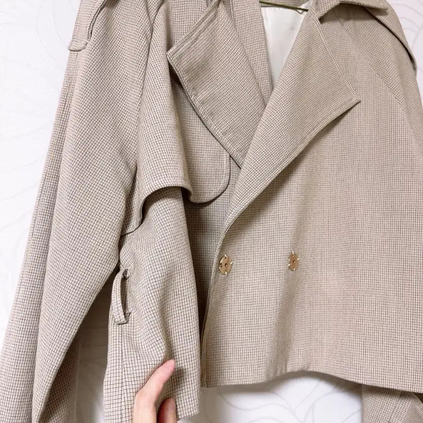 [BUNJANG] Unisex Checkered Short Trench Jacket / 체크 숏 트렌치 자켓