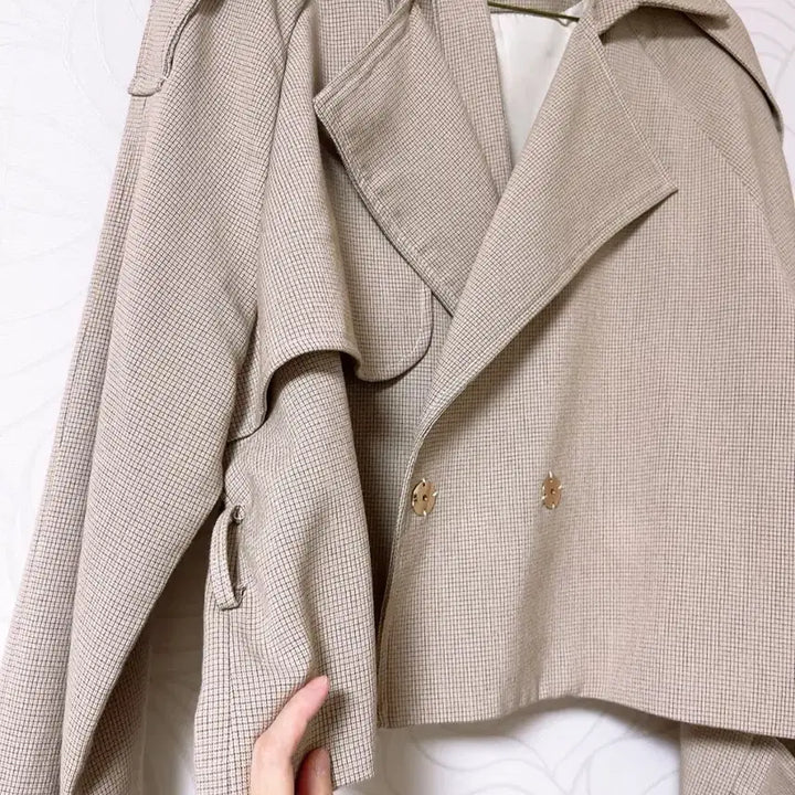 [BUNJANG] Unisex Checkered Short Trench Jacket / 체크 숏 트렌치 자켓