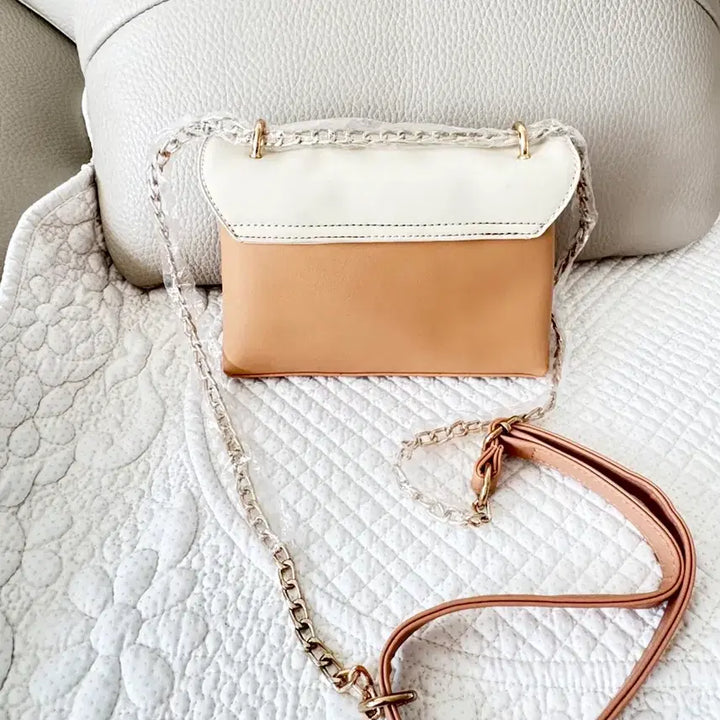 [BUNJANG] Ivory & Beige Two-Tone Chain Crossbody Bag / 아이보리&베이지 투톤 체인 크로스백(새상품)