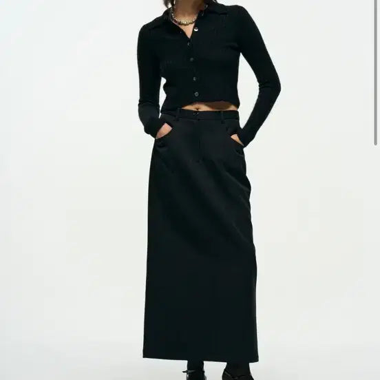 [BUNJANG] Achiever Black Button Cardigan / Achiever 버튼 카라 블랙 가디건