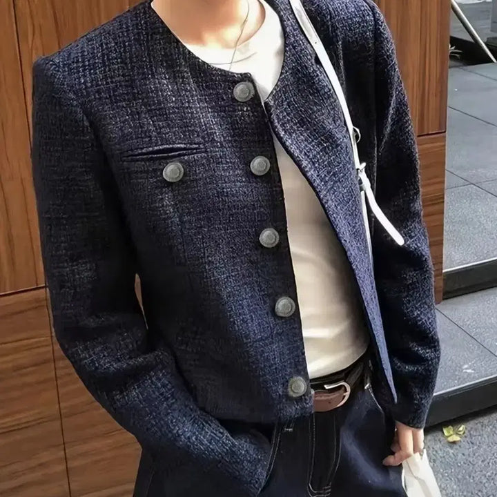 [BUNJANG] Tweed Jacket Navy (Size 66-77) / 새상품 트위드 자켓 네이비 66-77