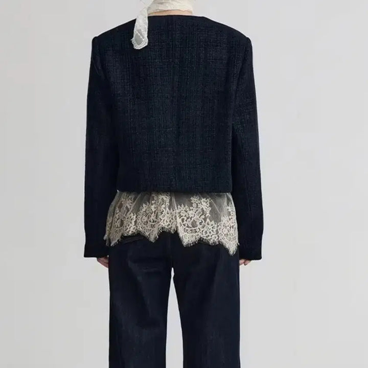 [BUNJANG] Tweed Jacket Navy (Size 66-77) / 새상품 트위드 자켓 네이비 66-77