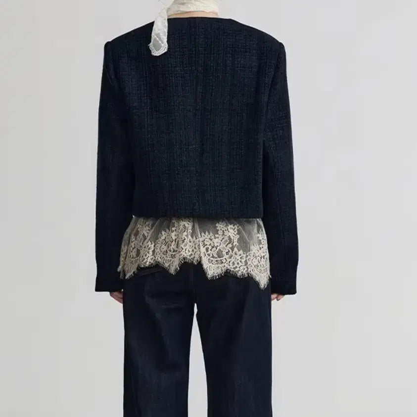 [BUNJANG] Tweed Jacket Navy (Size 66-77) / 새상품 트위드 자켓 네이비 66-77