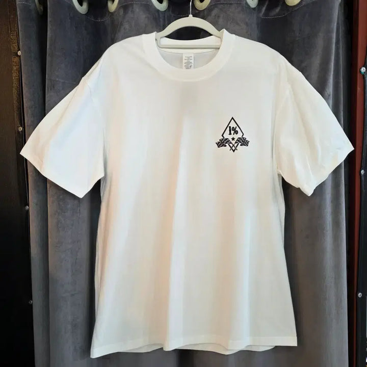 [BUNJANG] 1% Motorcycle White Short-Sleeve T-Shirt / 1% 모터사이클 화이트 반팔티셔츠