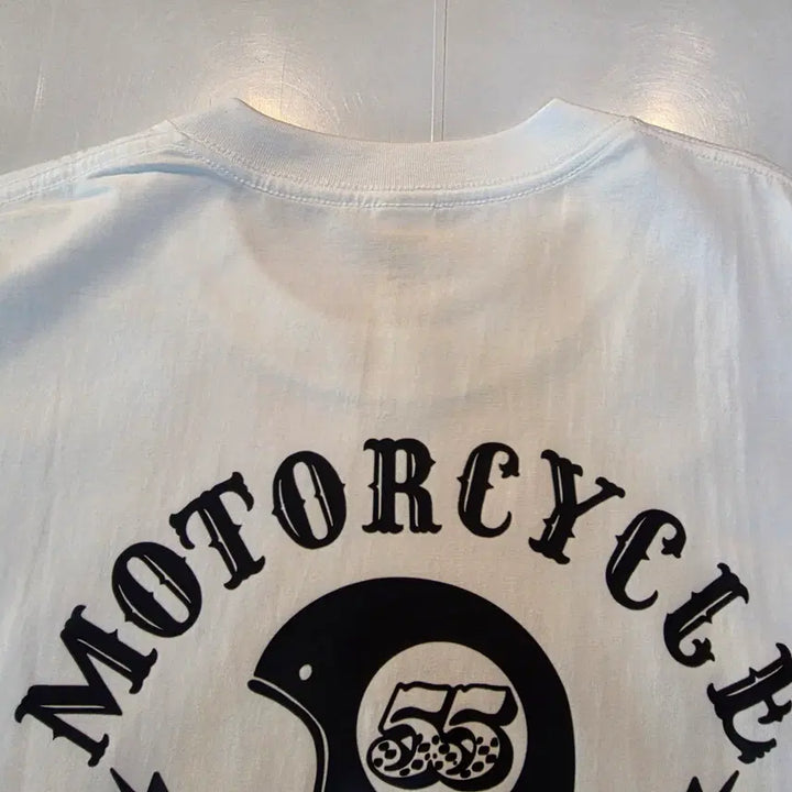 [BUNJANG] 1% Motorcycle White Short-Sleeve T-Shirt / 1% 모터사이클 화이트 반팔티셔츠