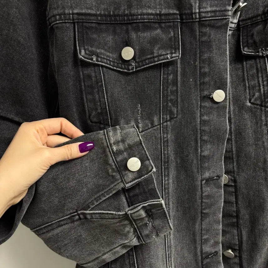 [BUNJANG] Antique J. Buffet Black Denim Jacket / 엔티크제이 버핏 박시 패드 흑청 데님 자켓 오버핏