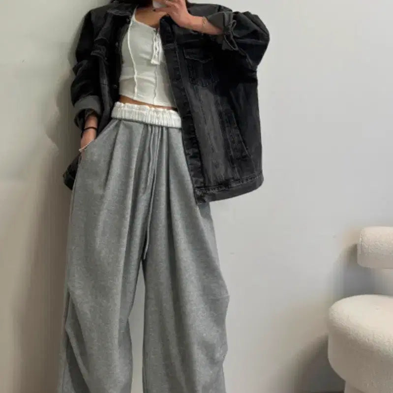 [BUNJANG] Antique J. Buffet Black Denim Jacket / 엔티크제이 버핏 박시 패드 흑청 데님 자켓 오버핏