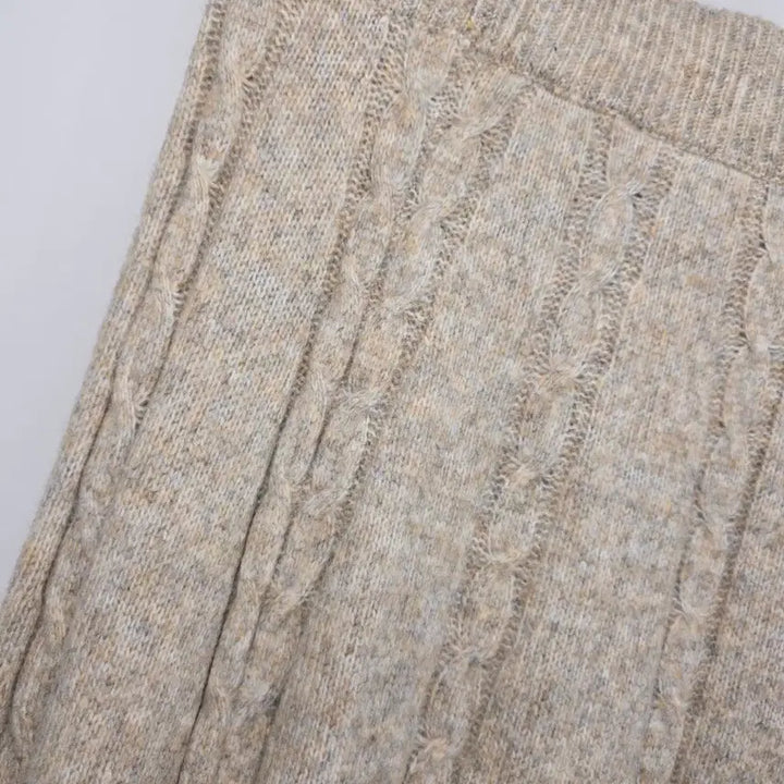 [BUNJANG] NittyTude Cable Knit Long Skirt Beige / 꽈배기 니트 롱 스커트 베이지 B50030