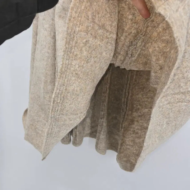 [BUNJANG] NittyTude Cable Knit Long Skirt Beige / 꽈배기 니트 롱 스커트 베이지 B50030