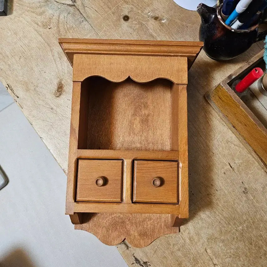 [BUNJANG] Vintage Mini Wooden Wall-Mounted Storage Cabinet 27x15.5 / <무료배송>빈티지 미니 원목 벽걸이 수납장 27x15.5